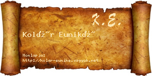 Kolár Euniké névjegykártya